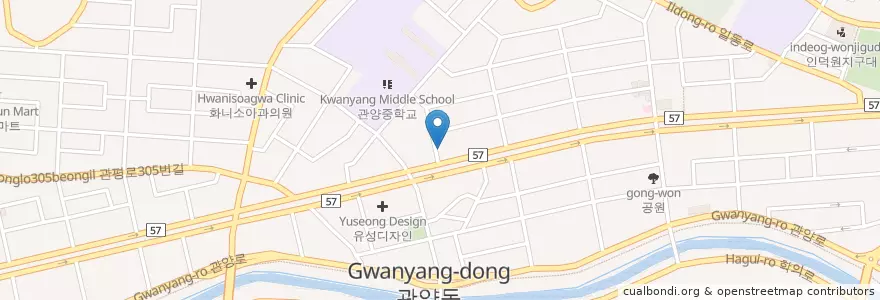 Mapa de ubicacion de Yeonsewel Dental Clinic en South Korea, Gyeonggi-Do, Anyang-Si, 동안구, 관양동.