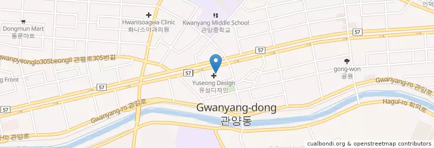 Mapa de ubicacion de 혜인산부인과 en 韩国/南韓, 京畿道, 安养市, 東安區, 관양동.