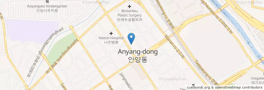 Mapa de ubicacion de 밝은성모안 en Korea Selatan, Gyeonggi, 안양시, 만안구.