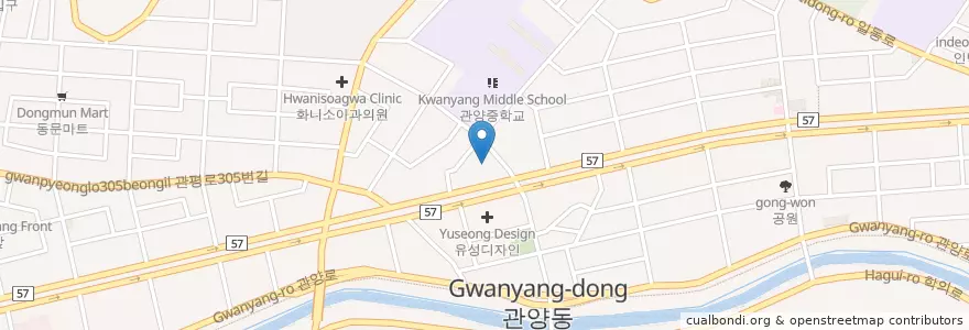 Mapa de ubicacion de 한길한의원 en Республика Корея, Кёнгидо, 안양시, 동안구, 관양동.