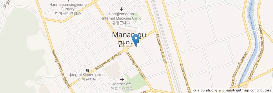 Mapa de ubicacion de 만안구보건소 en 韩国/南韓, 京畿道, 安养市, 萬安區.