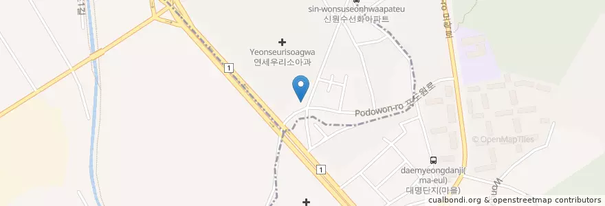 Mapa de ubicacion de 성모라움의원 en Corea Del Sur, Gyeonggi, 의왕시, 오전동.