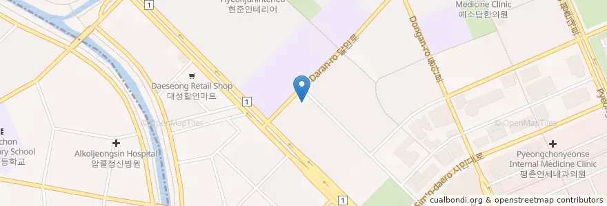 Mapa de ubicacion de Iseonjae Dental Clinic en South Korea, Gyeonggi-Do, Anyang-Si, 동안구.