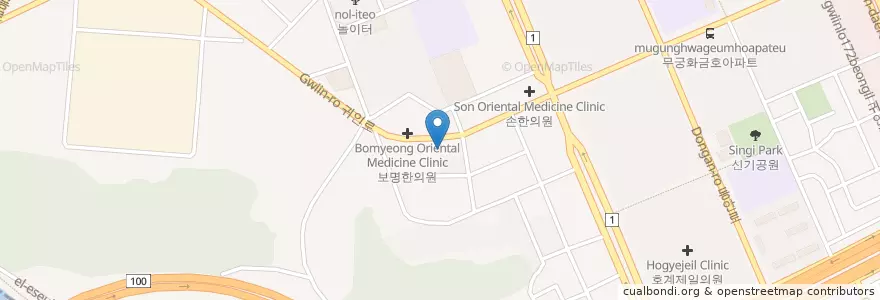 Mapa de ubicacion de Hyeseong Internal Medicine Clinic en South Korea, Gyeonggi-Do, Anyang-Si, 동안구, 호계동.