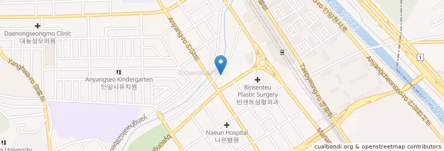Mapa de ubicacion de 이종구비뇨기과의원 en Güney Kore, 경기도, 안양시, 만안구.