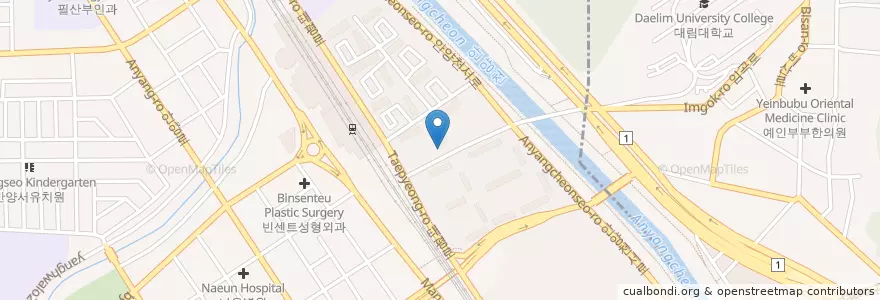 Mapa de ubicacion de 한사랑의원 en Corea Del Sud, Gyeonggi, 안양시, 만안구.