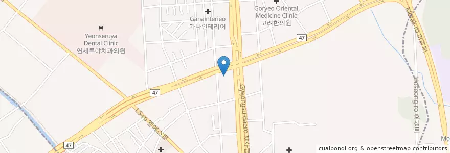 Mapa de ubicacion de 김성수이비인후과 en كوريا الجنوبية, 경기도, 안양시, 동안구, 호계동.