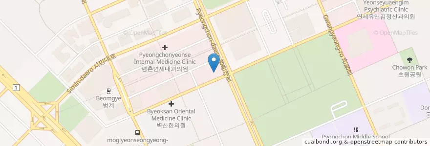 Mapa de ubicacion de 팔플러스원상화한의원 en Korea Selatan, Gyeonggi, 안양시, 동안구, 호계동.