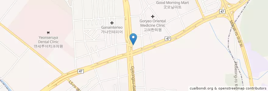 Mapa de ubicacion de 김태숙소아과 en Südkorea, Gyeonggi-Do, 안양시, 동안구, 호계동.