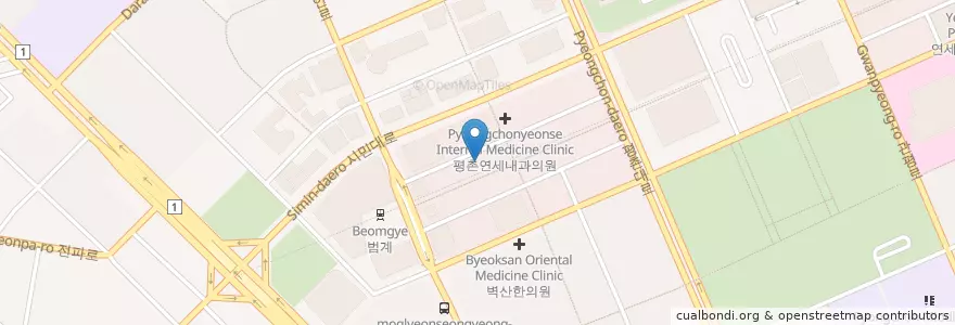 Mapa de ubicacion de 살림한의원 안양평촌점 en 대한민국, 경기도, 안양시, 동안구, 호계동.