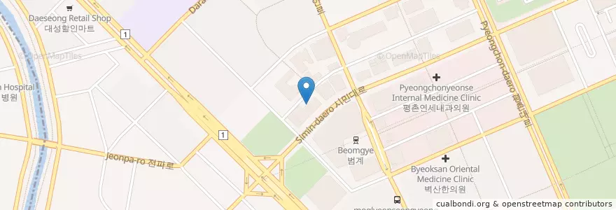Mapa de ubicacion de 평촌예치과병원 en Corea Del Sur, Gyeonggi, 안양시, 동안구, 호계동.