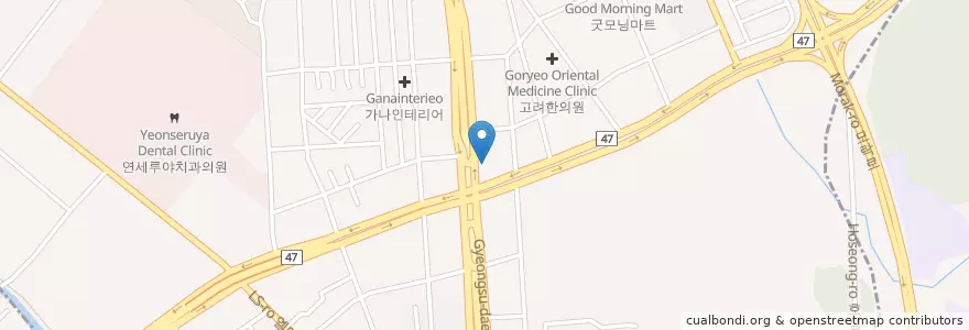 Mapa de ubicacion de 차대식치과의원 (Chadaesik Dental Clinic) en 大韓民国, 京畿道, 安養市, 東安区, 호계동.