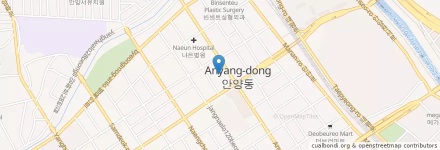 Mapa de ubicacion de 동산병원 en 대한민국, 경기도, 안양시, 만안구.