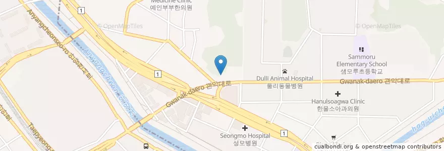 Mapa de ubicacion de 경희참조은한의원 en کره جنوبی, گیونگی-دو, 안양시, 동안구, 비산동.