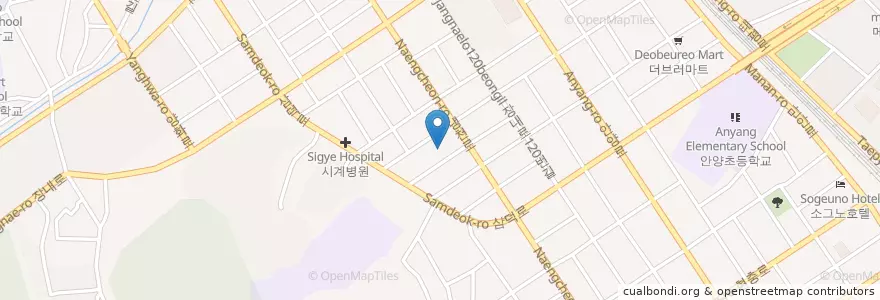 Mapa de ubicacion de 호원요양병원 en 대한민국, 경기도, 안양시, 만안구.