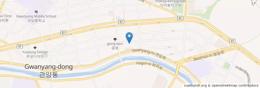 Mapa de ubicacion de 알콜중독정신병원 en کره جنوبی, گیونگی-دو, 안양시, 동안구, 관양동.