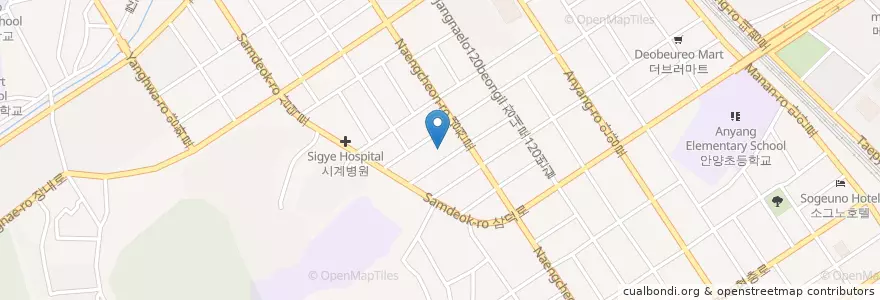 Mapa de ubicacion de 알콜정신전문병원 en Республика Корея, Кёнгидо, 안양시, 만안구.