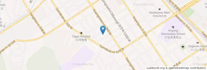 Mapa de ubicacion de 알콜중독정신전문병원 en 大韓民国, 京畿道, 安養市, 万安區.
