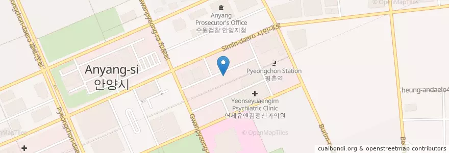 Mapa de ubicacion de 평촌신세계치과의원 en Südkorea, Gyeonggi-Do, 안양시, 동안구.