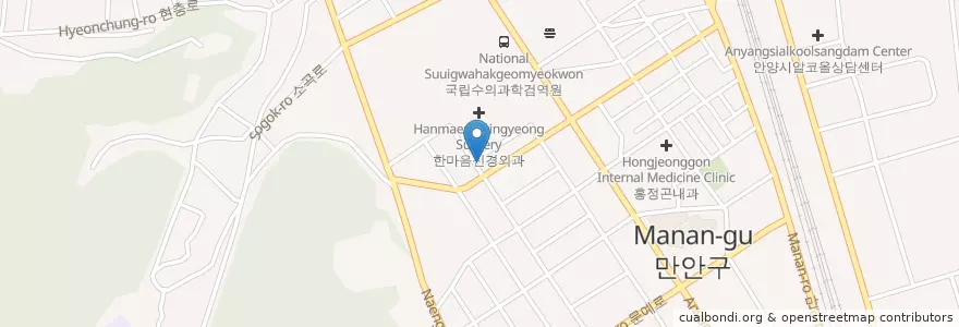 Mapa de ubicacion de Deurim Design en South Korea, Gyeonggi-Do, Anyang-Si, 만안구.