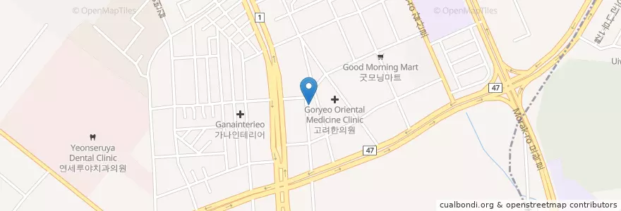 Mapa de ubicacion de 감초한의원 en 韩国/南韓, 京畿道, 安养市, 東安區, 호계동.