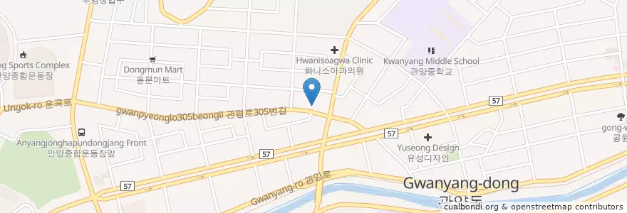 Mapa de ubicacion de Seonghyeon Oriental Medicine Clinic en South Korea, Gyeonggi-Do, Anyang-Si, 동안구, 관양동, 비산동.