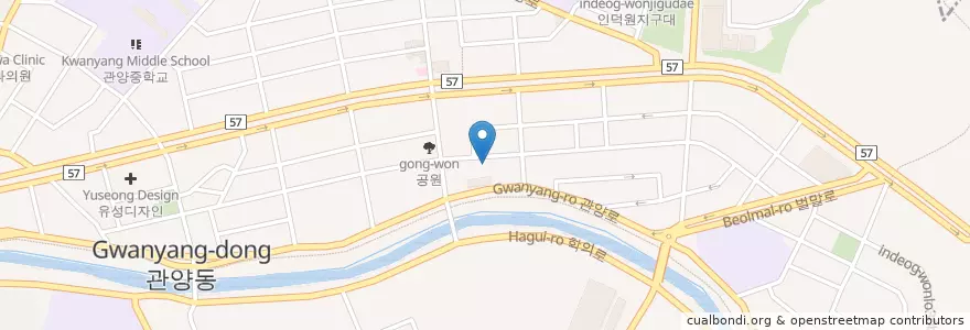 Mapa de ubicacion de 수동물병원 (Su Animal Hospital) en 大韓民国, 京畿道, 安養市, 東安区, 관양동.