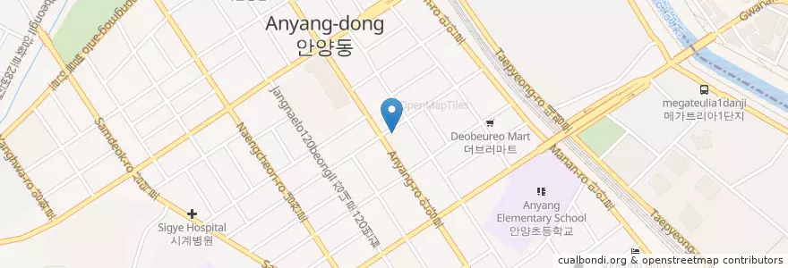 Mapa de ubicacion de 중앙동물병원 en Corea Del Sur, Gyeonggi, 안양시, 만안구.