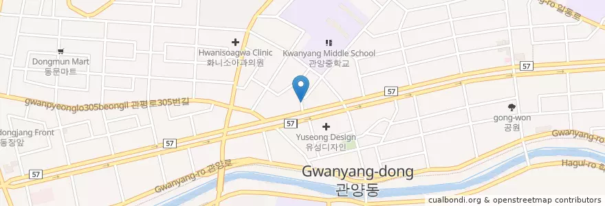Mapa de ubicacion de 관양동물병원 en Zuid-Korea, Gyeonggi-Do, 안양시, 동안구, 관양동.