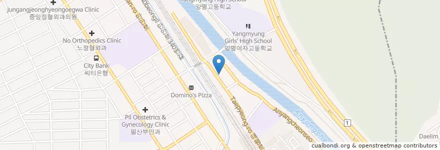 Mapa de ubicacion de 인치바이인치 en Corée Du Sud, Gyeonggi, 안양시, 만안구.