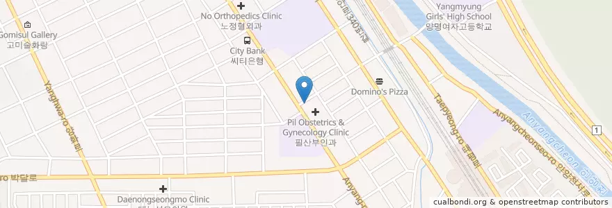 Mapa de ubicacion de Manan Dental Clinic en South Korea, Gyeonggi-Do, Anyang-Si, 만안구.