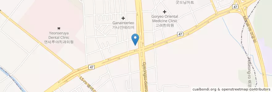 Mapa de ubicacion de 인치과의원 en Республика Корея, Кёнгидо, 안양시, 동안구, 호계동.