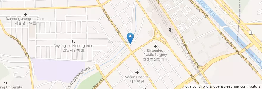 Mapa de ubicacion de 참조은치과 en 大韓民国, 京畿道, 安養市, 万安區.