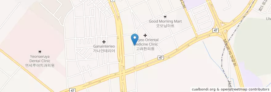 Mapa de ubicacion de Jeongchanghyeon Dental Clinic en South Korea, Gyeonggi-Do, Anyang-Si, 동안구, 호계동.