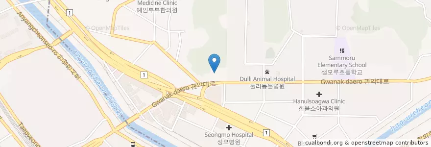 Mapa de ubicacion de 사과나무치과의원 en Corea Del Sud, Gyeonggi, 안양시, 동안구, 비산동.