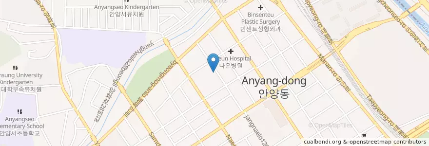 Mapa de ubicacion de 연세아이랑엄마랑치과의원 en 대한민국, 경기도, 안양시, 만안구.