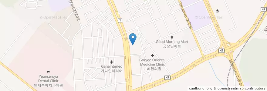 Mapa de ubicacion de 김성철치과의원 en Güney Kore, 경기도, 안양시, 동안구, 호계동.