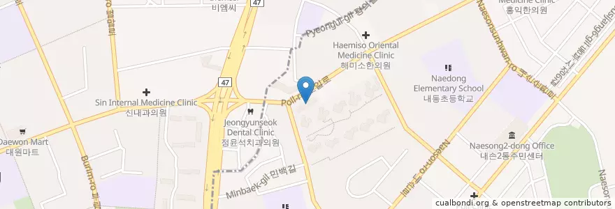 Mapa de ubicacion de 정윤석치과의원 en Corea Del Sud, Gyeonggi, 안양시, 동안구.