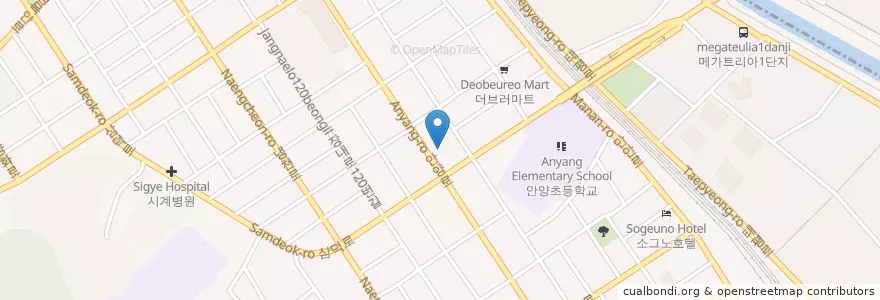 Mapa de ubicacion de 솔치과 en 대한민국, 경기도, 안양시, 만안구.