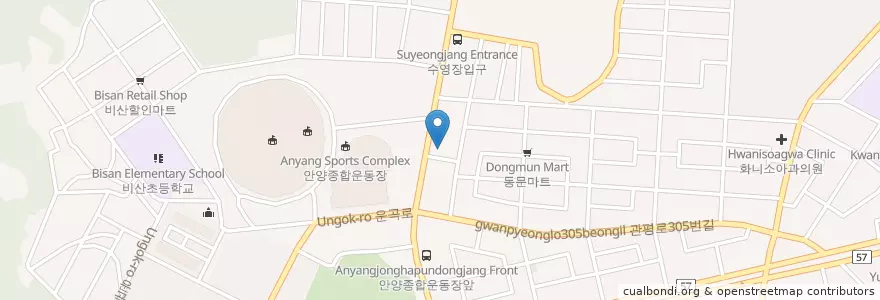 Mapa de ubicacion de 조문수치과의원 en Korea Selatan, Gyeonggi, 안양시, 동안구, 비산동.