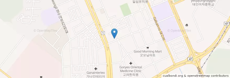 Mapa de ubicacion de 안양연세치과 en کره جنوبی, گیونگی-دو, 안양시, 동안구, 호계동.
