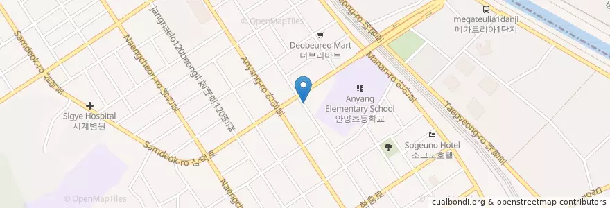 Mapa de ubicacion de 중화미플러스치과 en Zuid-Korea, Gyeonggi-Do, 안양시, 만안구.