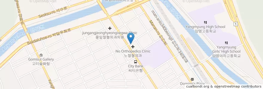 Mapa de ubicacion de 이종한치과의원 en Республика Корея, Кёнгидо, 안양시, 만안구.