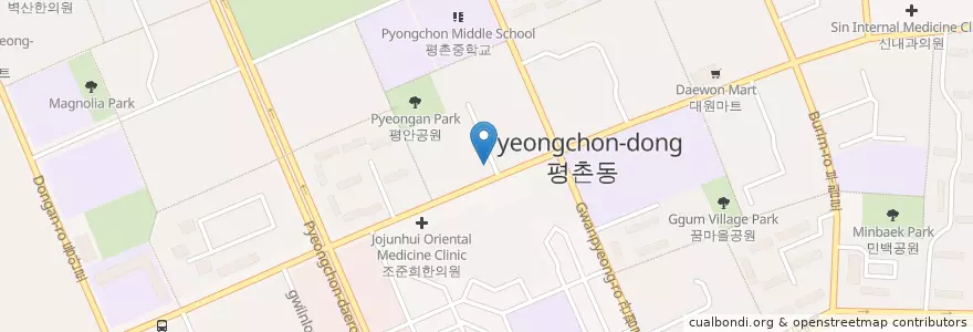 Mapa de ubicacion de 세린치과의원 en Corea Del Sur, Gyeonggi, 안양시, 동안구, 평촌동.