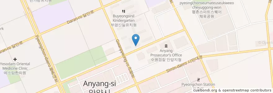 Mapa de ubicacion de 미치과의원 en 대한민국, 경기도, 안양시, 동안구.