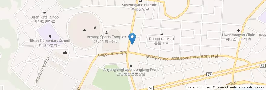 Mapa de ubicacion de 심태현치과의원 en Corea Del Sur, Gyeonggi, 안양시, 동안구, 비산동.