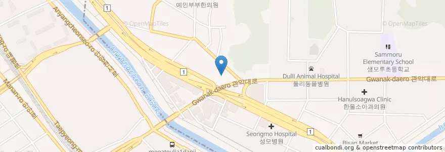 Mapa de ubicacion de 웰빙미치과 en Corea Del Sud, Gyeonggi, 안양시, 동안구.