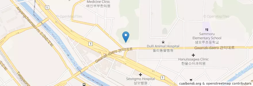 Mapa de ubicacion de 이엔이치과의원 en 대한민국, 경기도, 안양시, 동안구, 비산동.