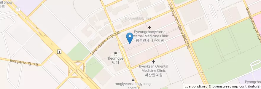 Mapa de ubicacion de 필치과 en کره جنوبی, گیونگی-دو, 안양시, 동안구, 호계동.