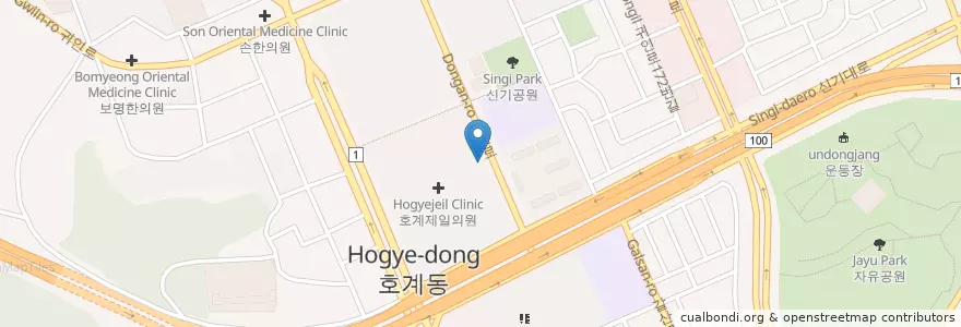 Mapa de ubicacion de 신치과 en Zuid-Korea, Gyeonggi-Do, 안양시, 동안구, 호계동.
